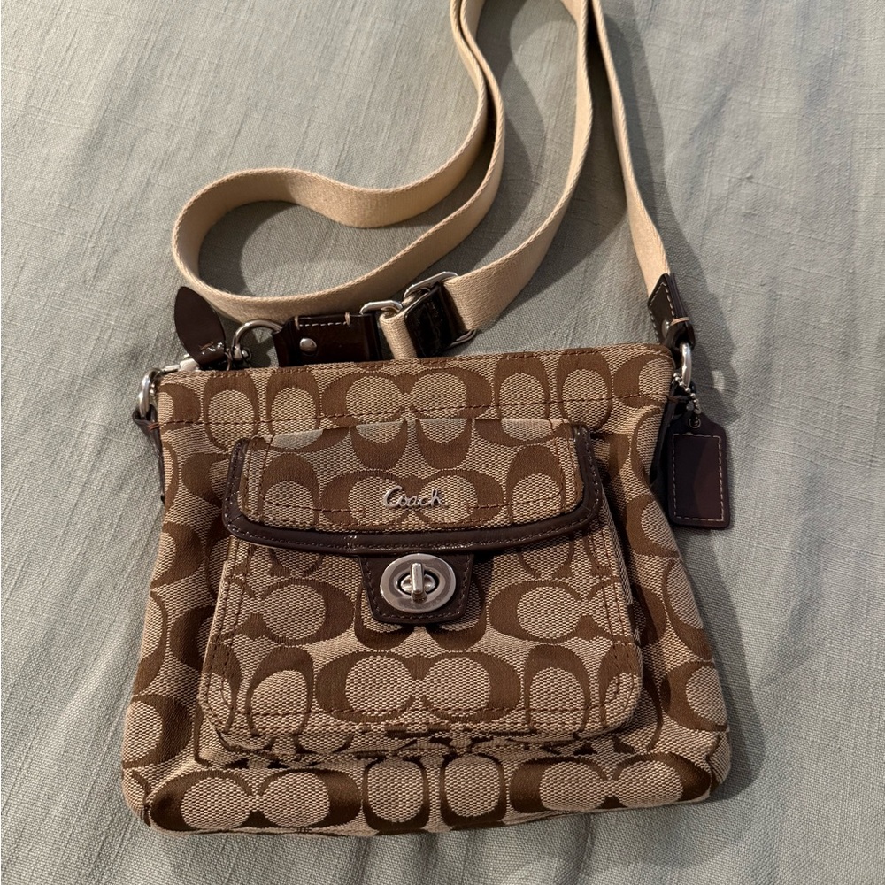Coach Brown Signature Crossbody Bag with Adjustable Strap